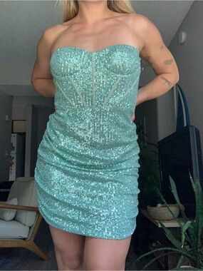 Shareen Collections Australia Strapless Sequin Mini Dress